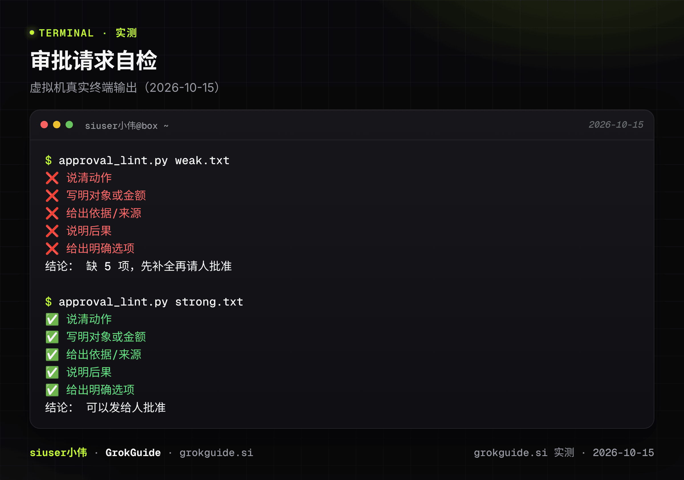 自检结果