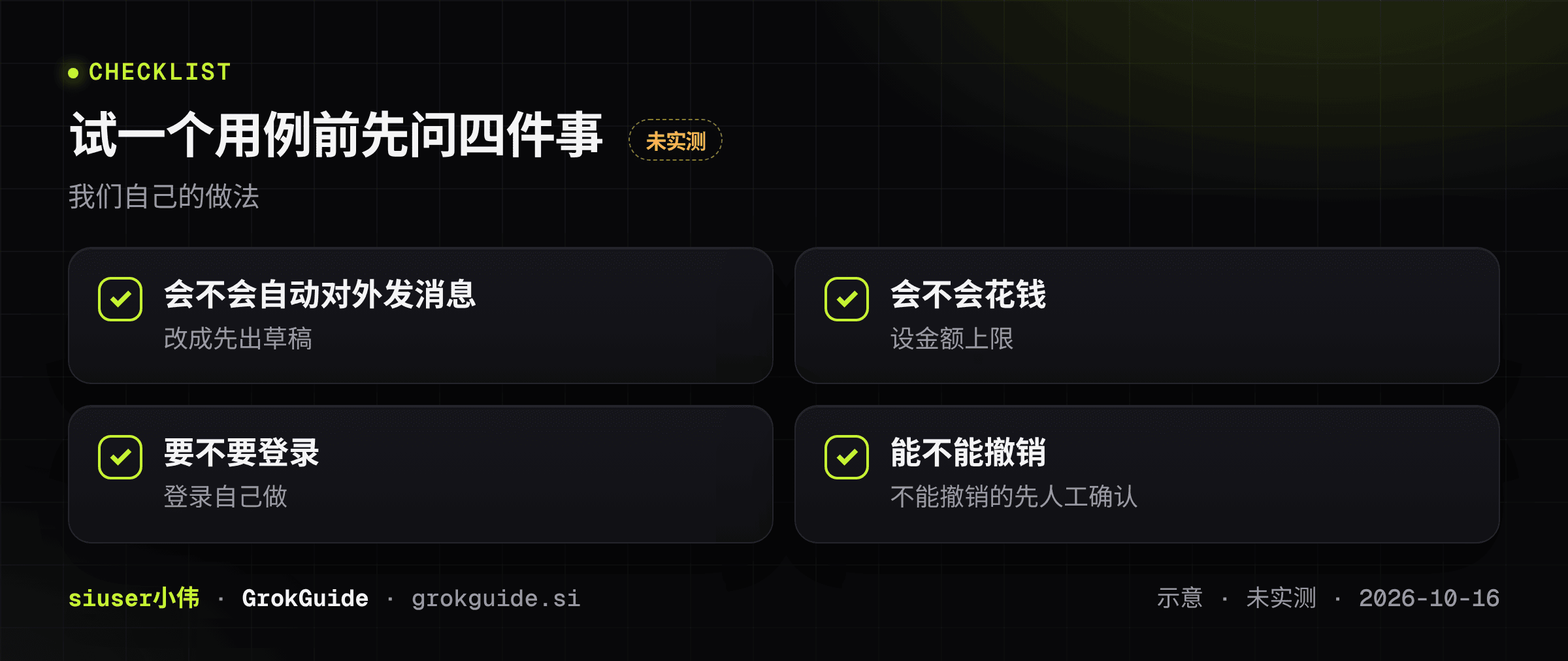 试一个用例前先问四件事