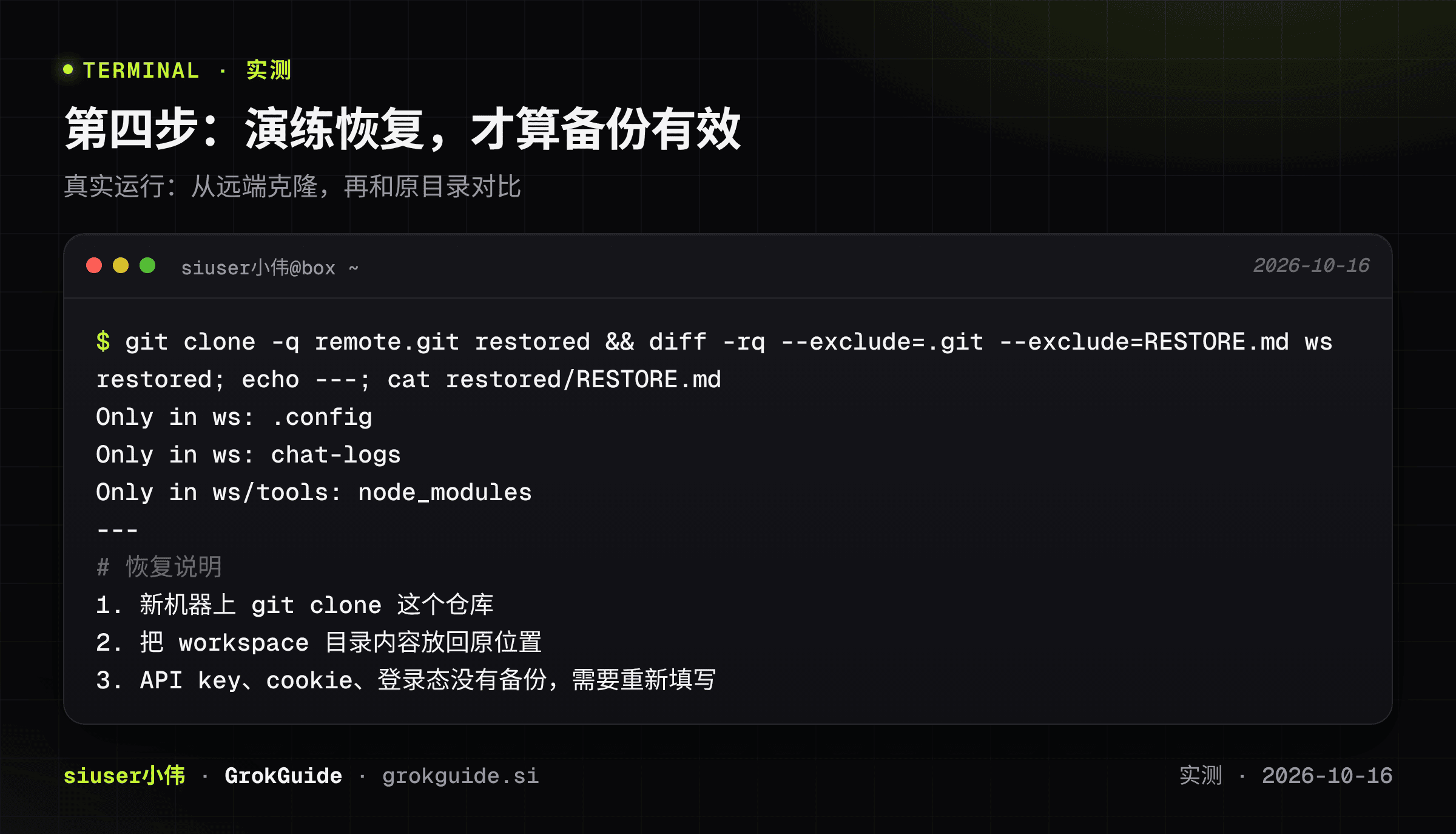 第四步:演练恢复,才算备份有效
