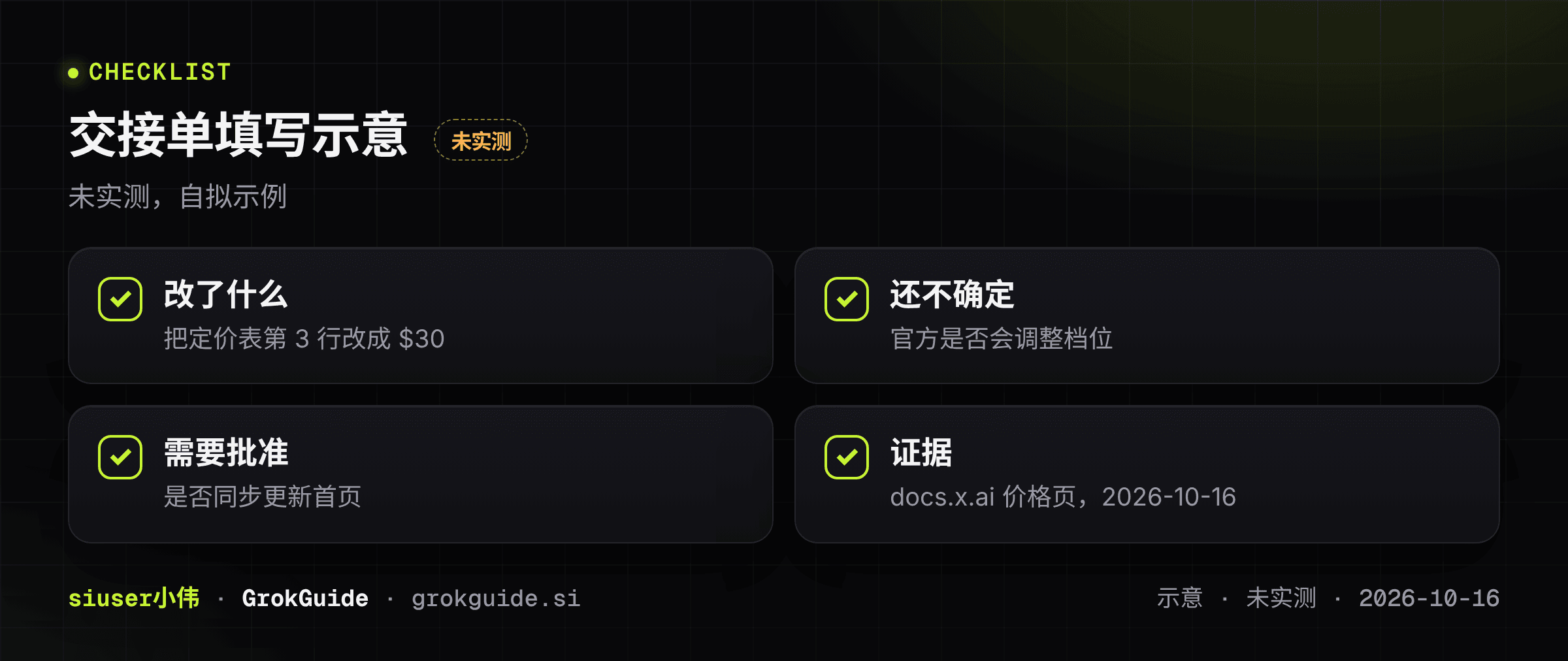 交接单填写示意